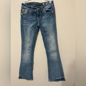 Miss Me Distressed Camo Rhinestone Embellished Denim, Sz 25 Inseam 28